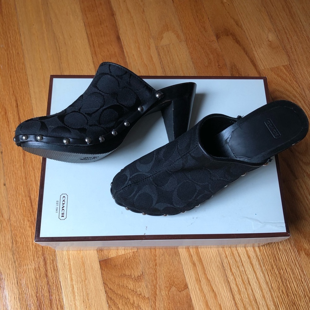Black Coach Heels/Mules/Clogs - Picture 8 of 8